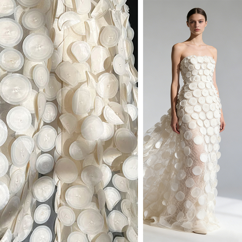 Crystal Mesh Fabric - 3d multicamadas corte circular perspectiva malha