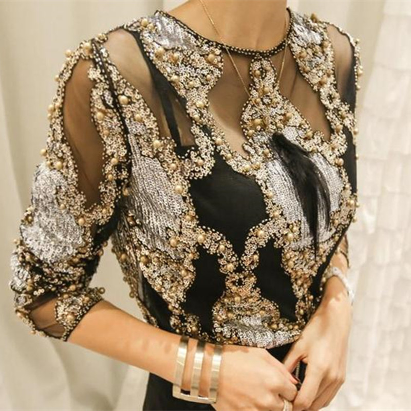 Crystal Mesh Fabric - Sidaimi luxo feminino lantejoulas de cristal