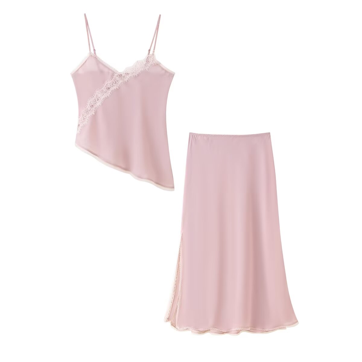 Elastic Lace Trim - Tidalyf 2025 feminino rosa cami topo