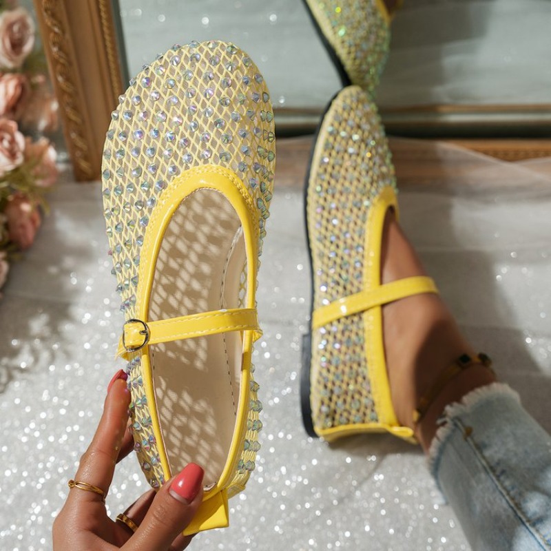 Crystal Mesh Fabric - Sapatilhas Femininas de Moda com Strass
