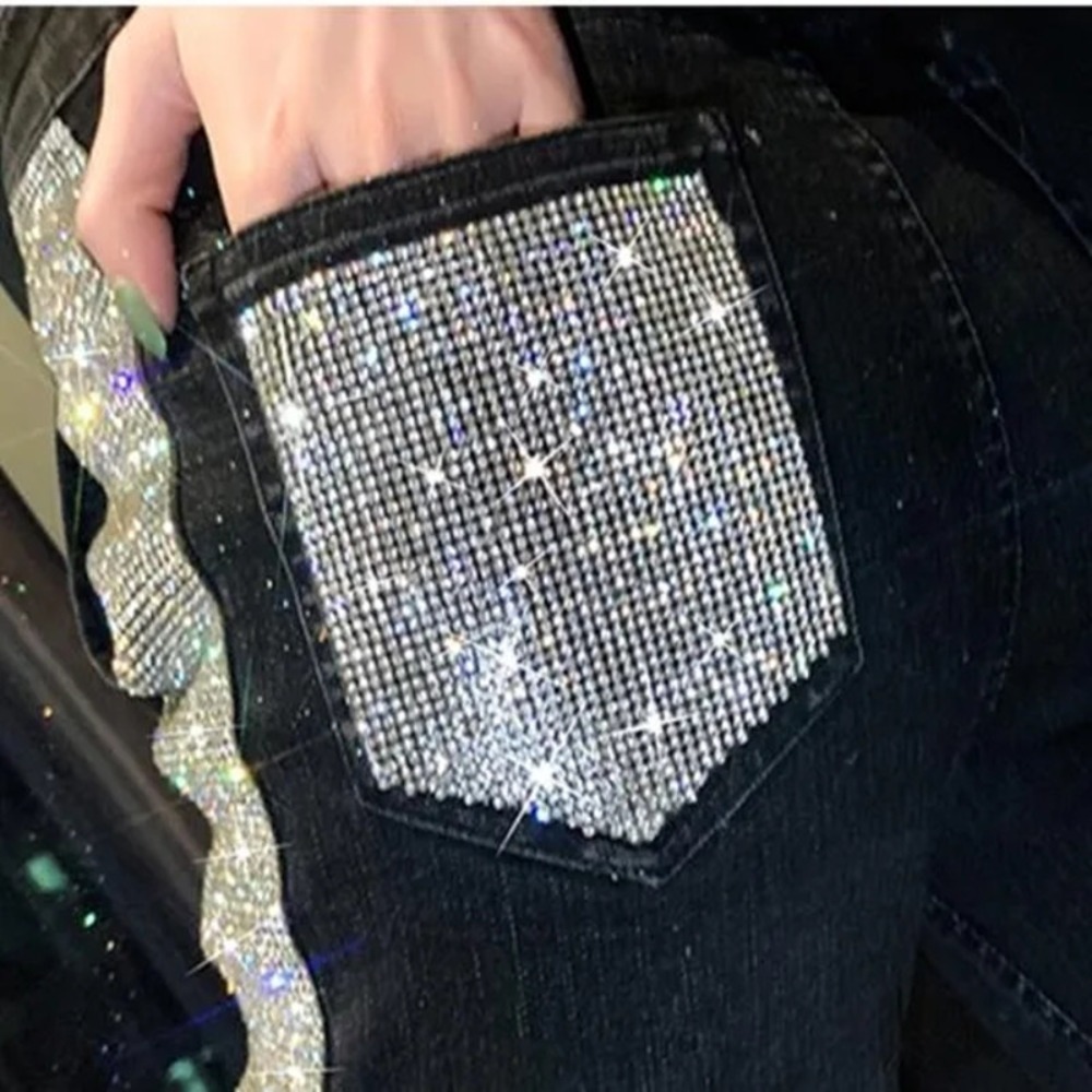 Luxo strass remendos jean appl - Hotfix Rhinestone Sheet avaliação e preço