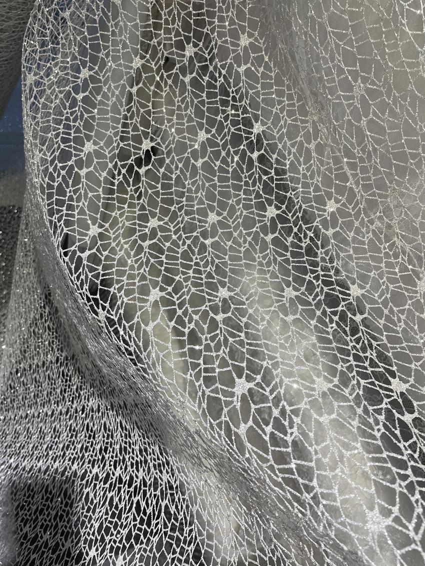 Branco glitter brilhante irreg - Crystal Mesh Fabric avaliação e preço