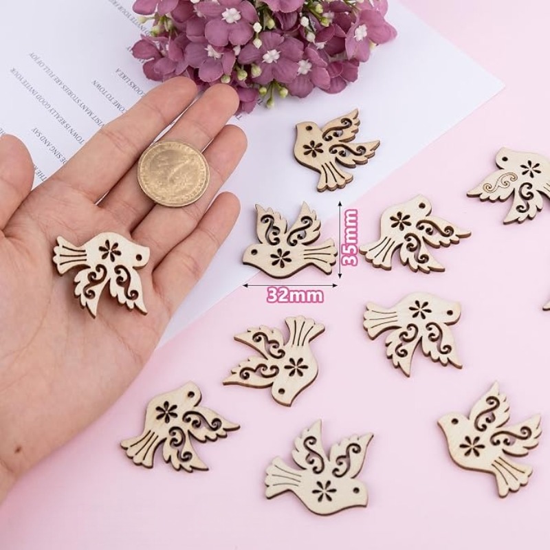 50 Peças de Recortes de Madeir - Craft Embellishment avaliação e preço