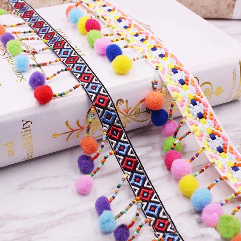 Pom Pom Guarnição Tecido De Re - Fringe Ribbon Sewing avaliação e preço