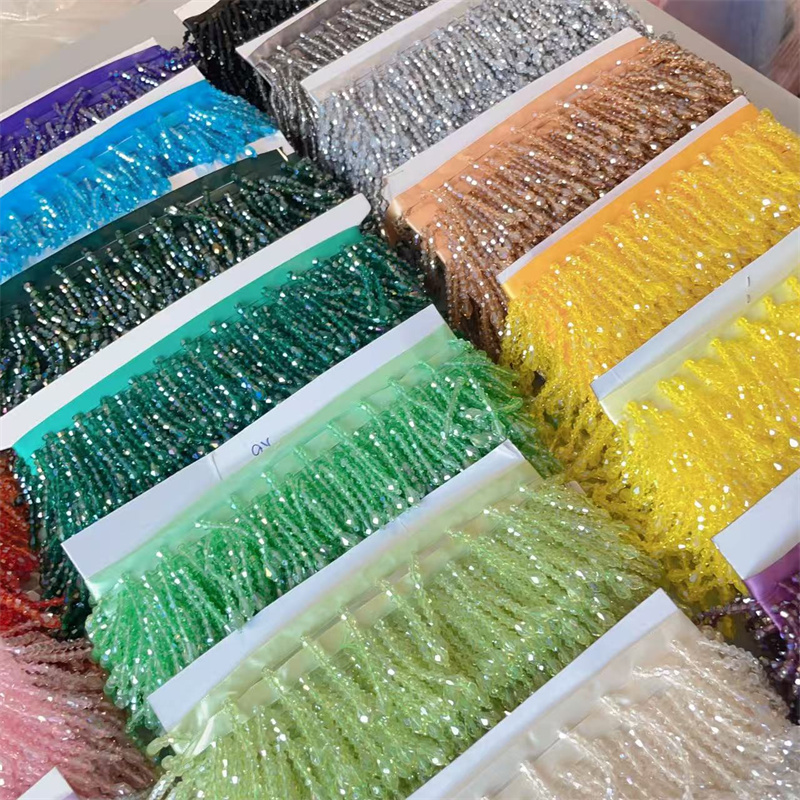 Franja de Cristal com Borlas e - Crystal Mesh Fabric avaliação e preço