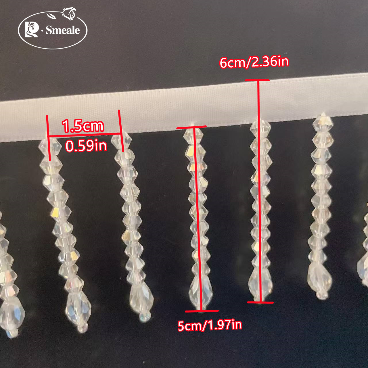 Franja de Cristal com Borlas e - Crystal Mesh Fabric avaliação e preço