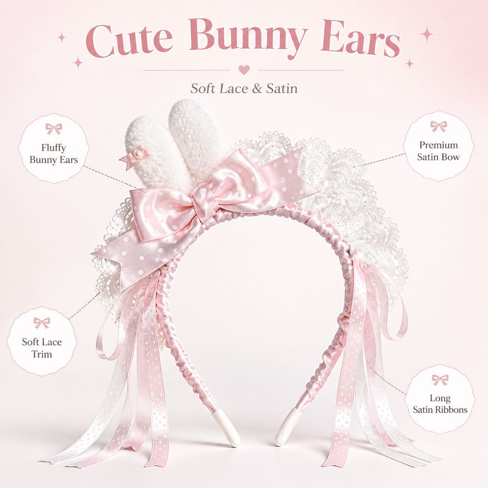 Nova Tiara de Orelhas de Coelh - Lace Ribbon Trim avaliação e preço